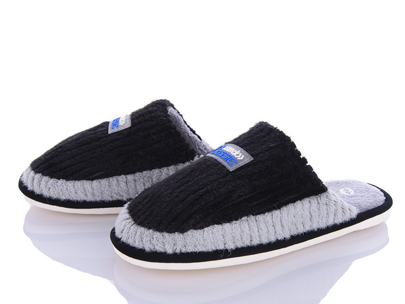 Мужские комнатные тапочки черно серый тм 