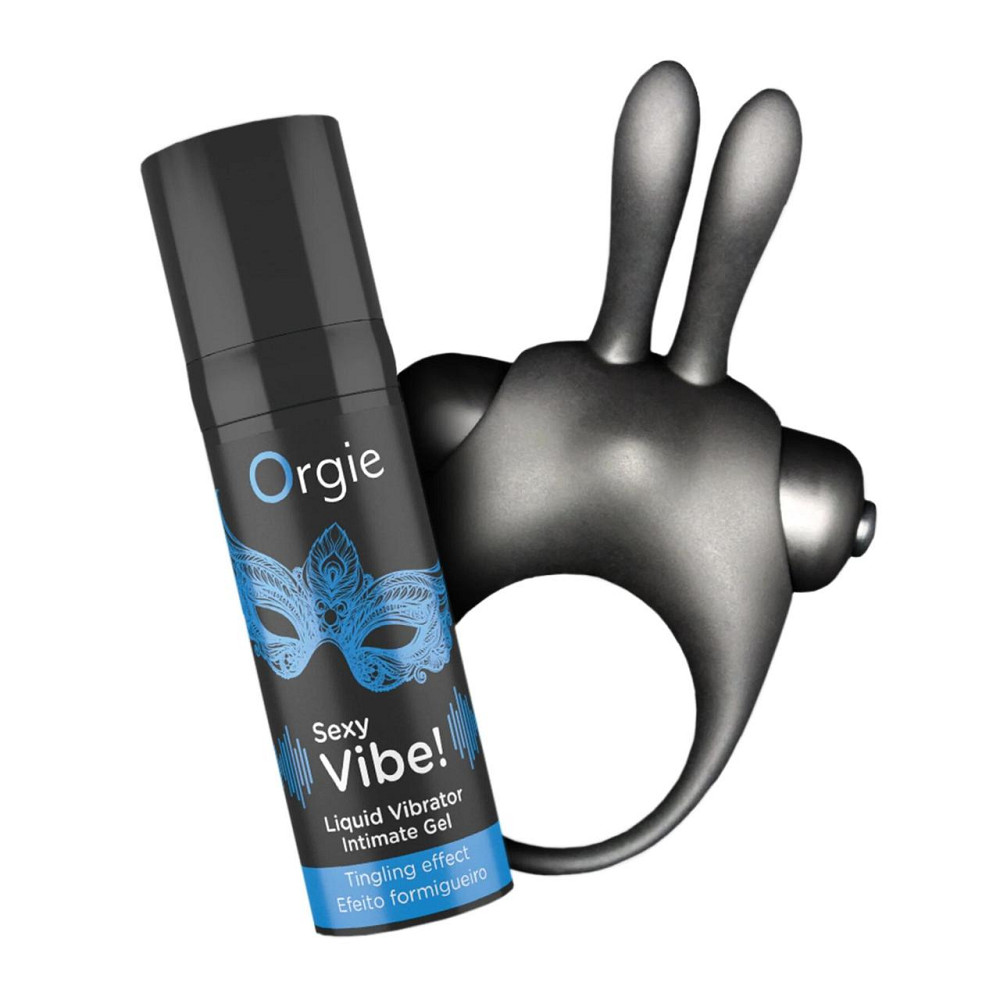 Набір Orgie Vibe Bunny: рідкий вібратор та ерекційне віброкільце Sex Aura Київ - фото 2