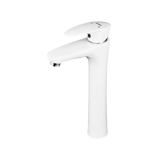 Смеситель для умывальника Plamix Cezar-001 HIGH SET белый с подводом PM0663 Харьков