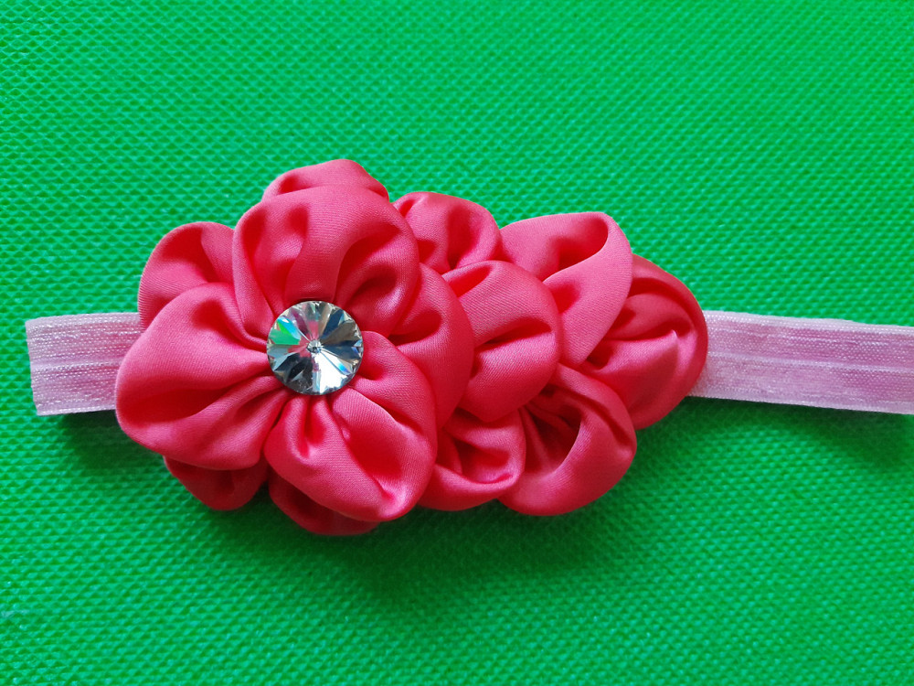 Нарядная повязка детская коралловая - цветок 10см, размер универсальный (на резинке) Киев - изображение 1