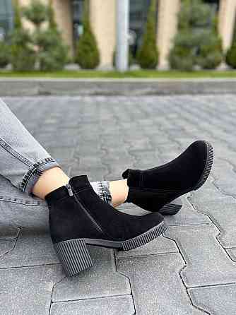 Черевики жіночі VESNA чорні замша натуральна висота 12см каблук 7см (5029) Коломия
