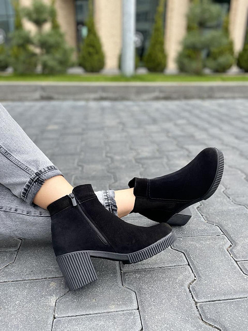 Черевики жіночі VESNA чорні замша натуральна висота 12см каблук 7см (5029) Коломыя - изображение 3