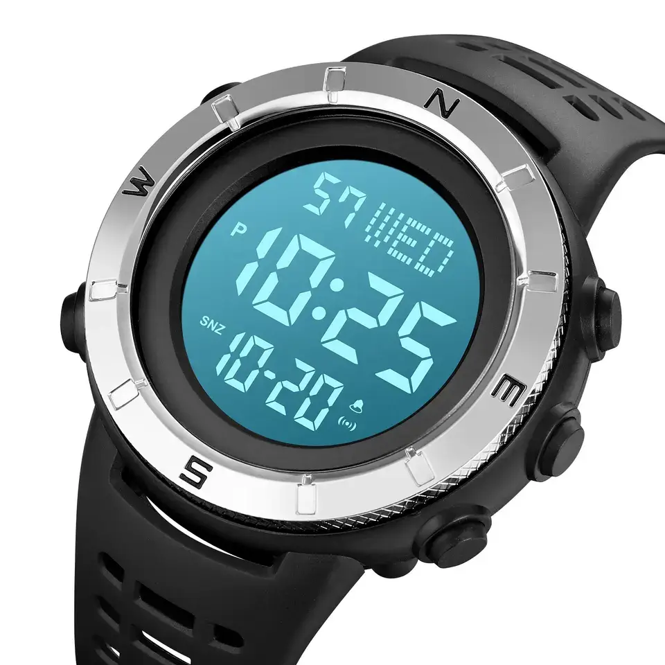 Мужские спортивные часы Skmei 2015 (Черные с белым циферблатом S) Винница - изображение 5