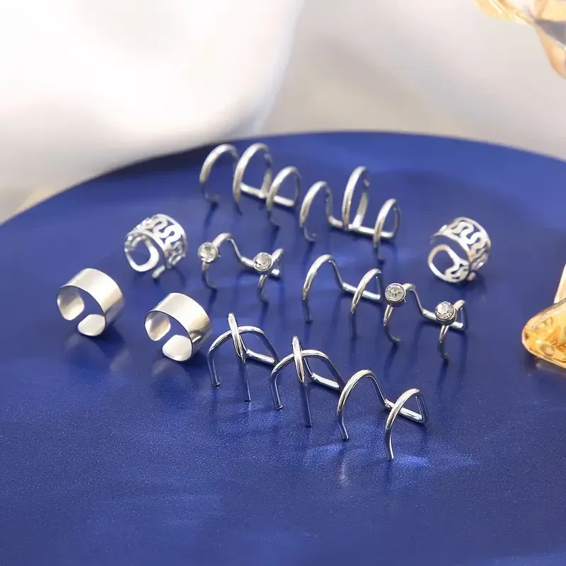 Набор из 12 серебристых каффов на ухо без прокола Киев - изображение 2