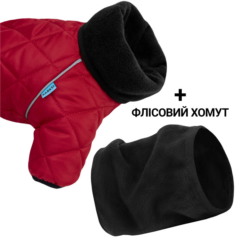 Зимовий комбінезон для собак теплий стьобаний на флісі Barksi Textile з хомутом Червоний Одеса - фото 6