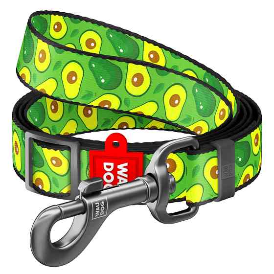 Повідець для собак нейлоновий WAUDOG Nylon, малюнок "Авокадо", регульований, Ш 25 мм, Дов 152-1 Коломия