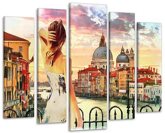 Модульная картина в гостиную / спальню Девушка в Венеции Art-358_5 ( 80х118см ) 90х132 см Киев