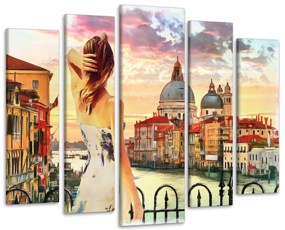 Модульная картина в гостиную / спальню Девушка в Венеции Art-358_5 ( 80х118см ) 90х132 см Киев - изображение 1