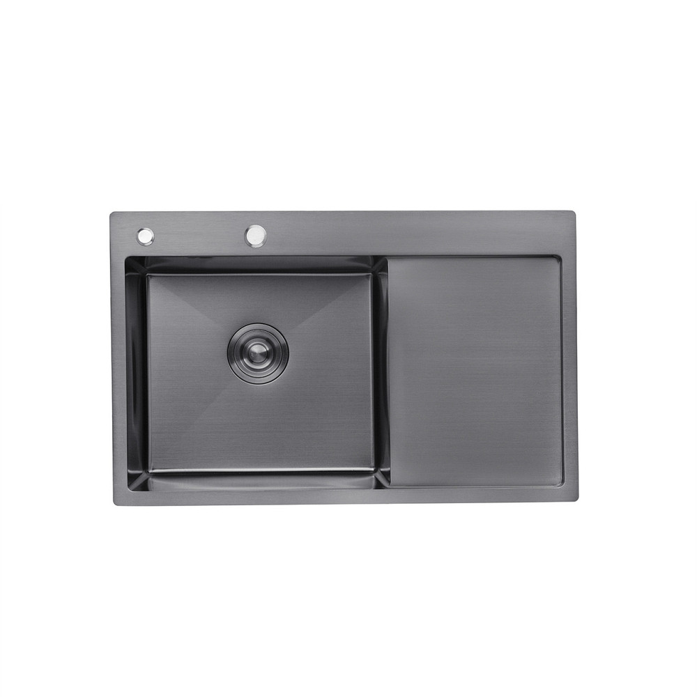Кухонная мойка  с нержавеющей стали Kroner KRP Schwarze - 78х49LHM PVD (3/1 мм) черная Киев - изображение 1