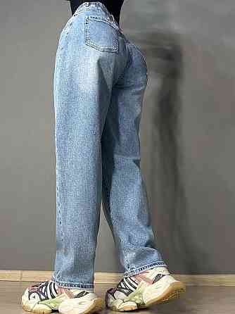 Джинси жіночі Liana 1-056 MOM jeans на резинці зі шнурком стрейчеві великі розміри блакитні, блакитний, З2, 32, 87 см, 108 см Київ