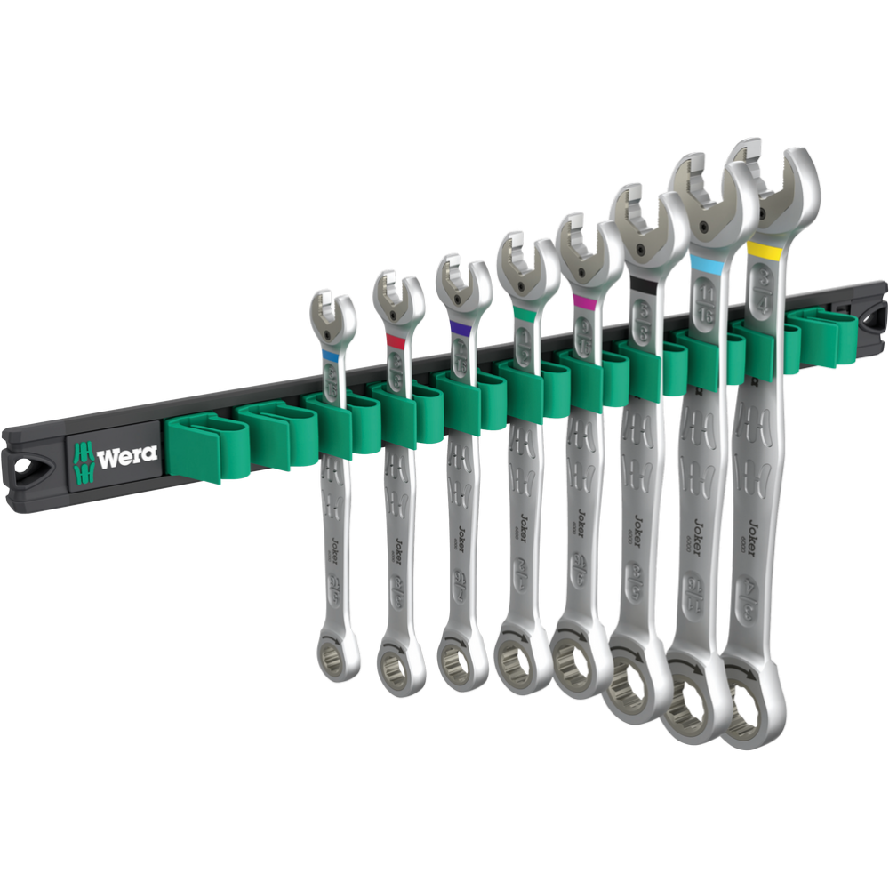 Набір ключів комбінованих дюймових Wera з тріскачкою 5/16"-3/4" 8шт,на магнітному тримачі, 9632 Magnetic rail 6000 05020016001 Одеса - фото 1