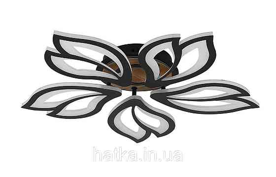 Люстра стельова світлодіодна VALESO 3309/5 димерна чорний + дерево 8000Lm Київ