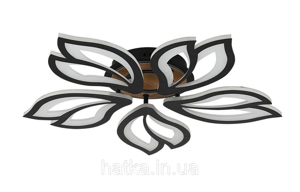 Люстра стельова світлодіодна VALESO 3309/5 димерна чорний + дерево 8000Lm Київ - фото 2