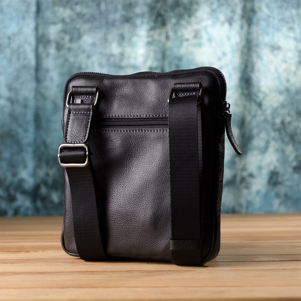 Сумка на плечо для мужчин из прочной зернистой кожи Shvigel 23152 Черный Киев - изображение 2