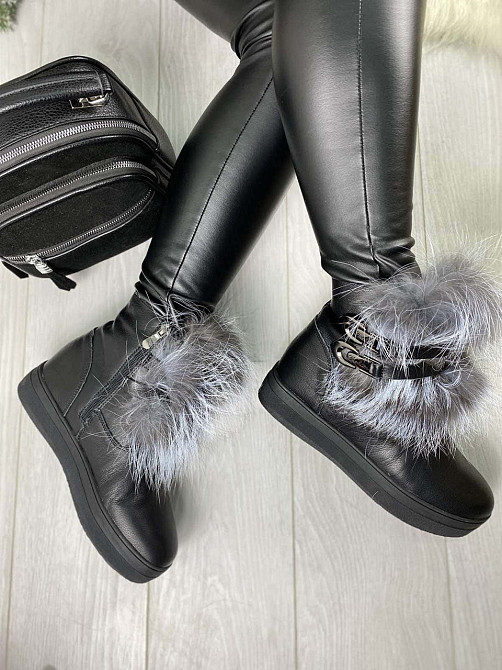 ITTS Угги жіночі ITTS чорні натуральна шкіра висота 13 см (3016-8) 36р.37р. 37 Коломия - фото 1