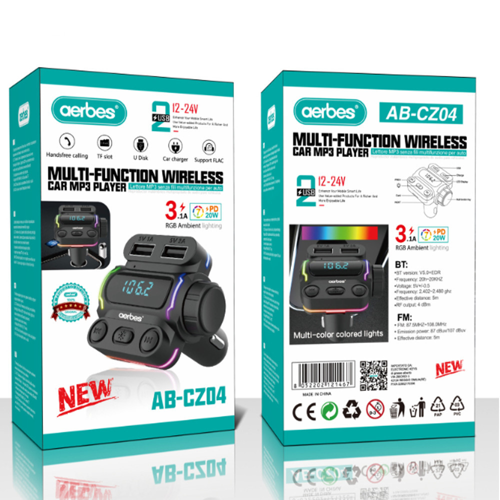 Автомобильный FM модулятор с дисплеем,Bluetooth,Aerbes AB-CZ04 SBR Киев - изображение 7