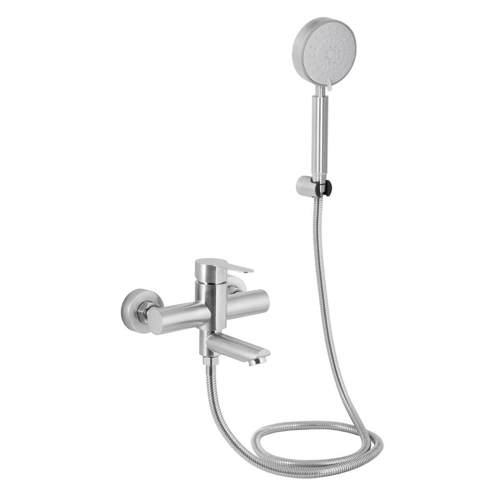 Змішувач для ванни Brinex Pure 006 з поворотним виливом (з душовим гарнітуром) Nickel BRIPUR006NKL Київ - фото 1