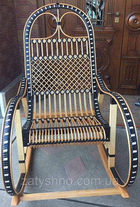 Качалка крісло ротангове | крісло-гойдалка з ротанга | крісло гойдалка плетена з підставкою Київ - фото 6