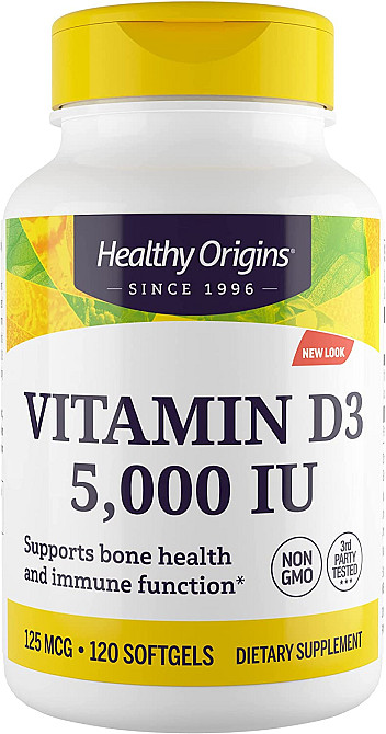Витамин D3 (Vitamin D3), Healthy Origins, 5000 МЕ 120 капсул Киев - изображение 1
