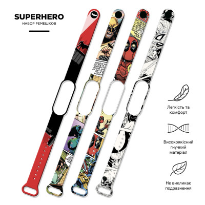 Ремінець до фітнес браслета Armorstandart комплект 4шт Xiaomi Mi Band 7/6/5 Superhero (ARM59728) Вінниця - фото 2