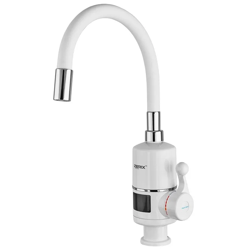 Водонагрівач 3,3 kW проточний, з індикатором температури, рефлекторний вилив, на мийку ZERIX ELW06-EF-WHITE (колір білий) (ZX5856) Київ - фото 1