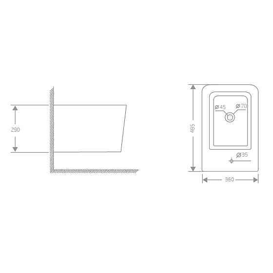 Біде підвісне Qtap Crow 485х340х290 мм White QT05555371W Київ