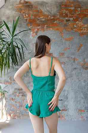 Жіноча чарівна піжама з мусліну майка з шортами Зелений S Харків