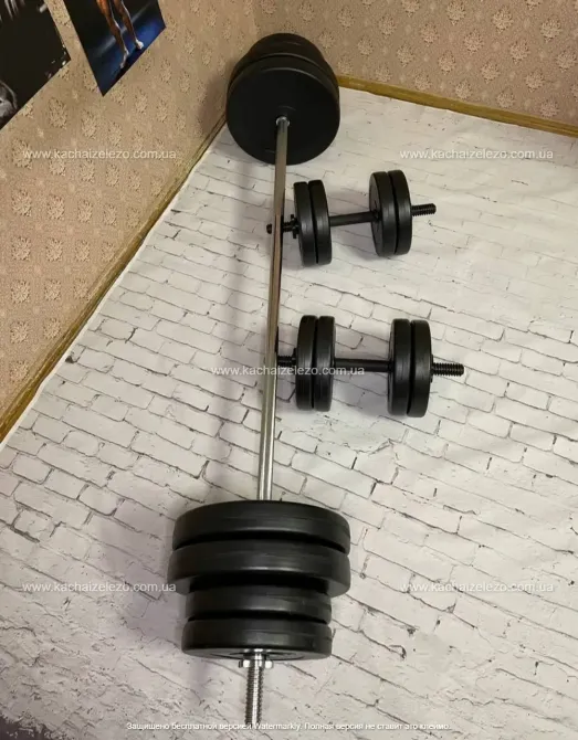 Скамья для жима + Штанга + Гантели 90 кг + Гиря 12 кг в Подарок Гантели, гири, штанги и диски АВС пластик Киев - изображение 10
