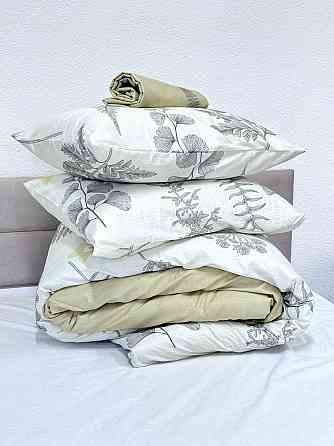 Ecotton Комплект постільної білизни Ecotton двоспальний Євро 210х220 см сатин Папоротник білий Коломия