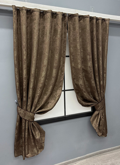Комплект коротких штор VR-Textil Жаккард Sultan XO № 1557ш Коричневый 130х170 см 2 шт (35-0348) Киев - изображение 2