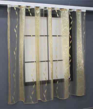 Тюль VR-Textil 1812т Бамбук с вышивкой и бархатом Айвори 400х270 см (42-0336) Киев