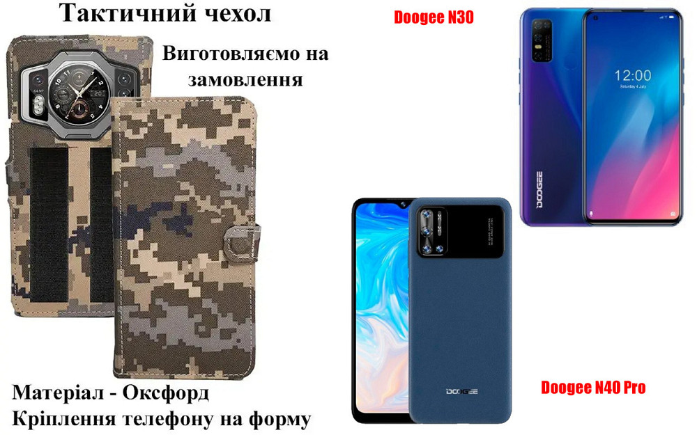 Тактичний чохол для Cubot P20, Cubot P30, Cubot P40, кріпиться до спорядження на липучці Київ - фото 1