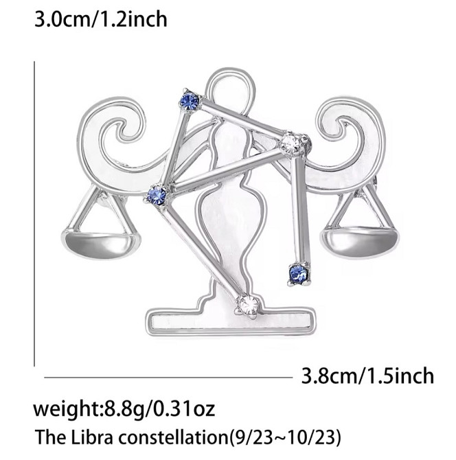 Брошка знак зодіаку "Терези" Сріблястий Сміла - фото 2