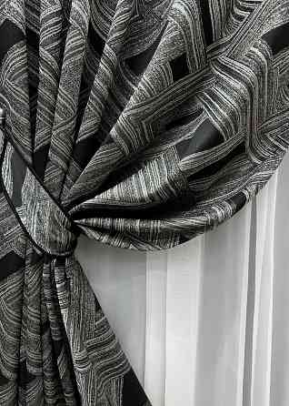 Комплект штор на люверсах VR-Textil Жаккард Mystery № 1629ш Серый с черным 150х280 см 2 шт (37-180) Киев