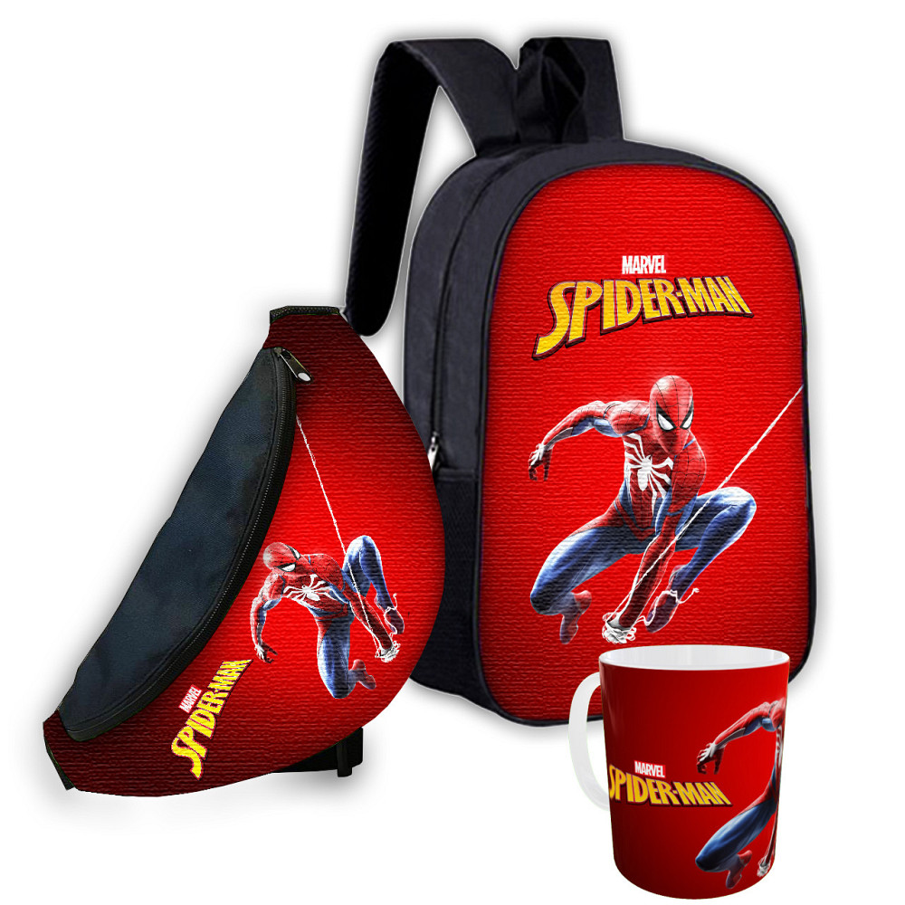 Набір дитячий Людина Павук «Spider-Man» рюкзак 36х27см сумка-бананка, кружка з принтом для хлопчика (01621) Київ - фото 1