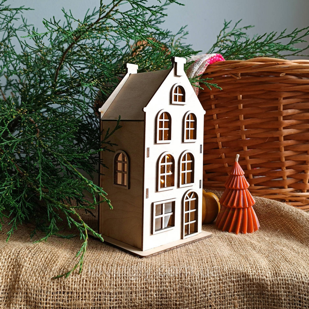 Набор из трех декоративных домиков оснащен LED подсветкой 22см. Ирпень - изображение 4