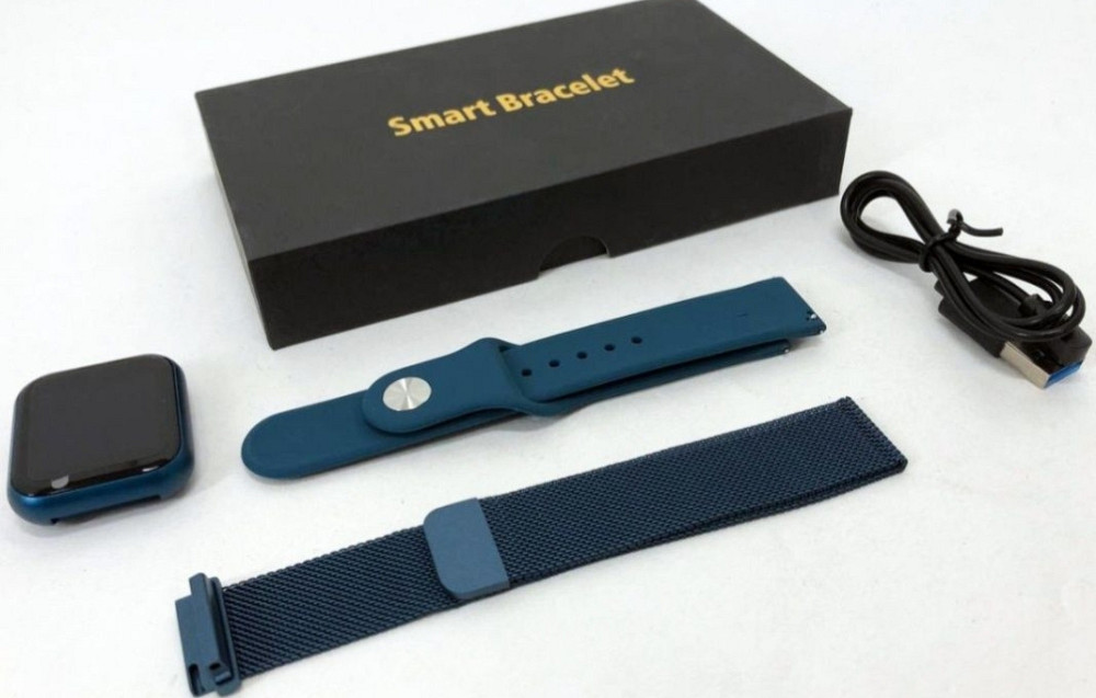 Наручний годинник, електронний, смарт браслет, Smart Watch T80S, сині. Київ - фото 1