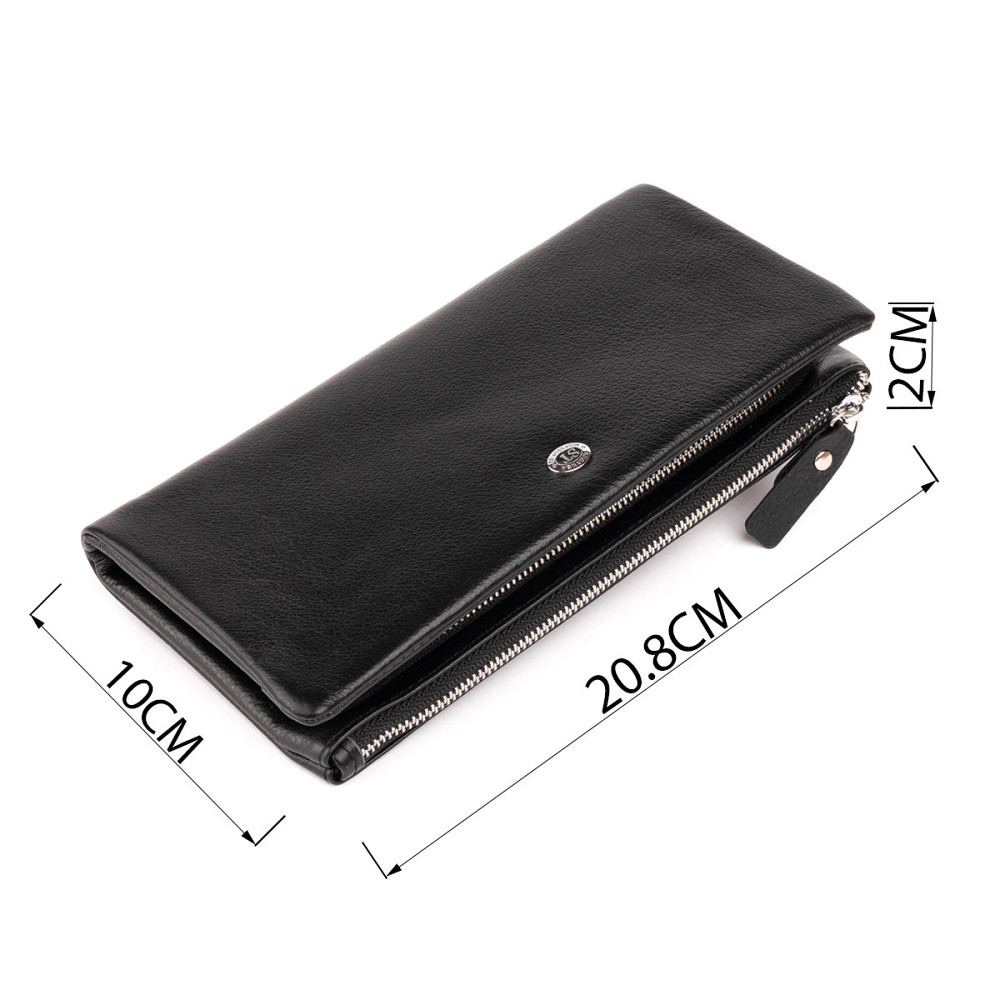 Кошелек-клатч из кожи с карманом для мобильного ST Leather 19310 Черный Киев - изображение 8