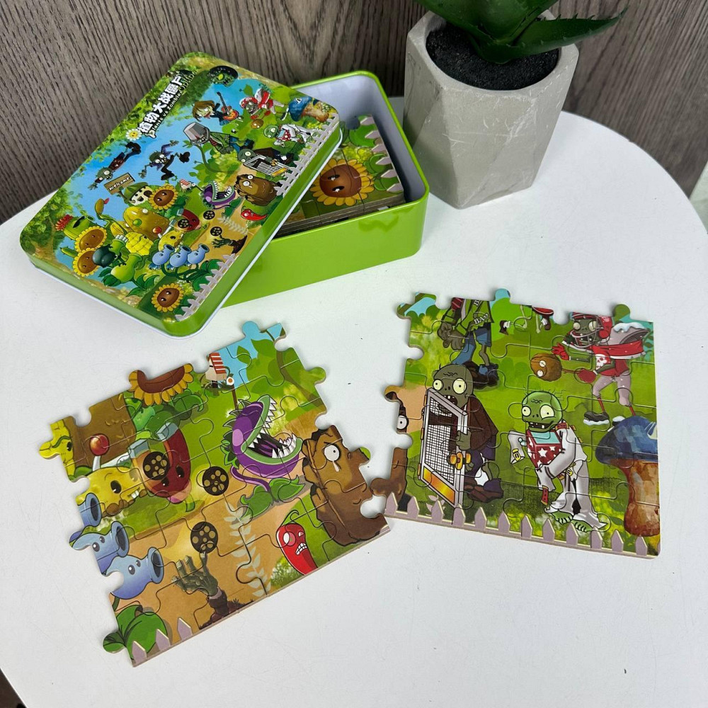 Дитячі пазли розвивальні Plants vs Zombies у металевій коробочці, пазли для дітей рослині проти Зомбі ( 23812 ) Харків - фото 5