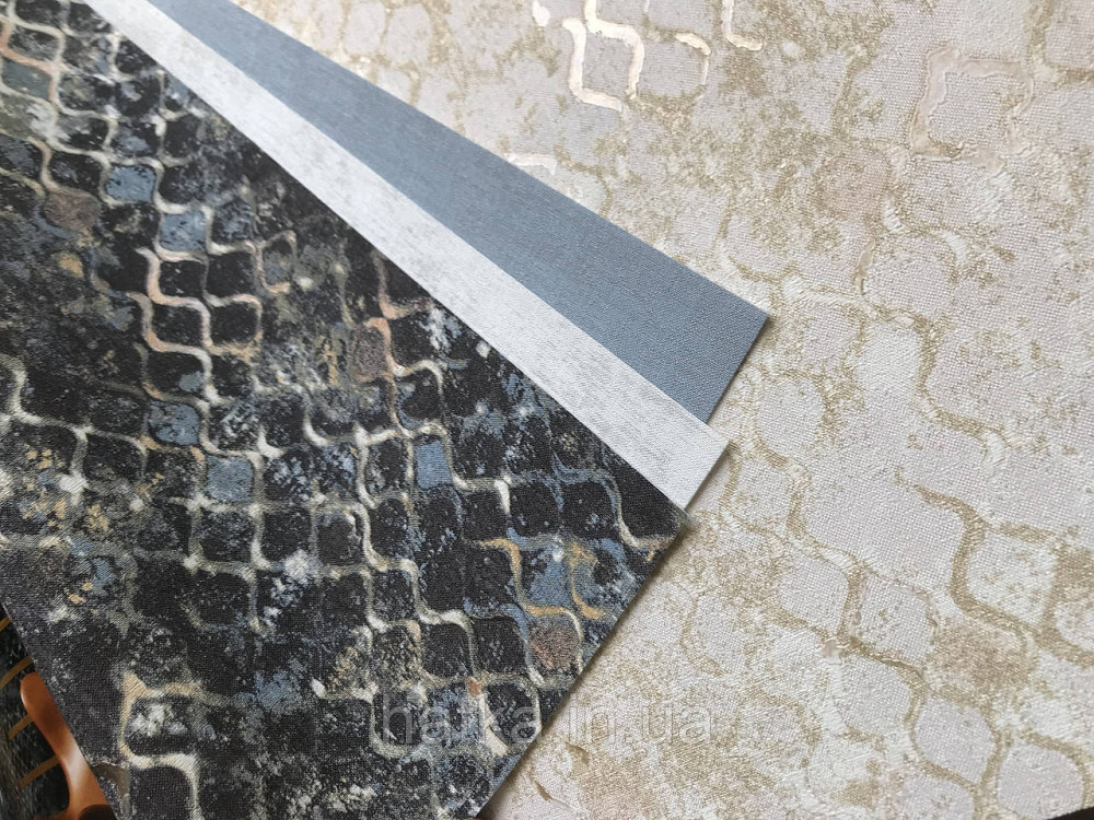 Обои метровые винил на флизелине Decowall Retro геометрия абстракция под старину волны черные голубые бежевые Киев - изображение 5