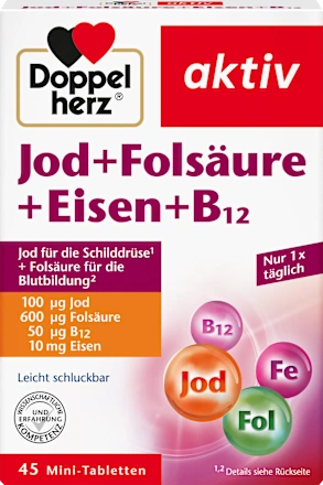 Doppelherz Jod + Folsäure + Eisen Tabletten 45 St Таблетки Йод + Фолиевая кислота + Железо 45 таблеток Киев