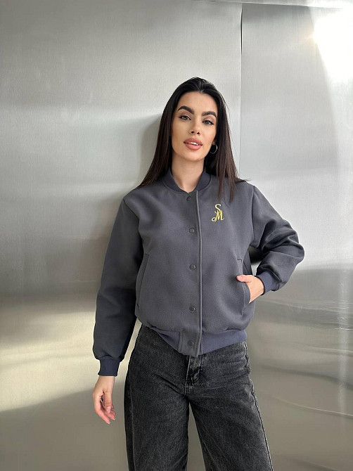 Женская кофта бомбер на кнопках Графитовый М Харьков - изображение 1