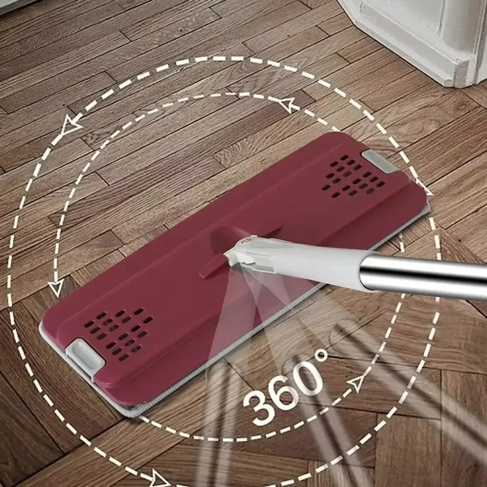 Швабра с ведром 11л с автоматическим отжимом + 2 насадки / Комплект для уборки швабра лентяйка и ведро Бордо Коломыя - изображение 3