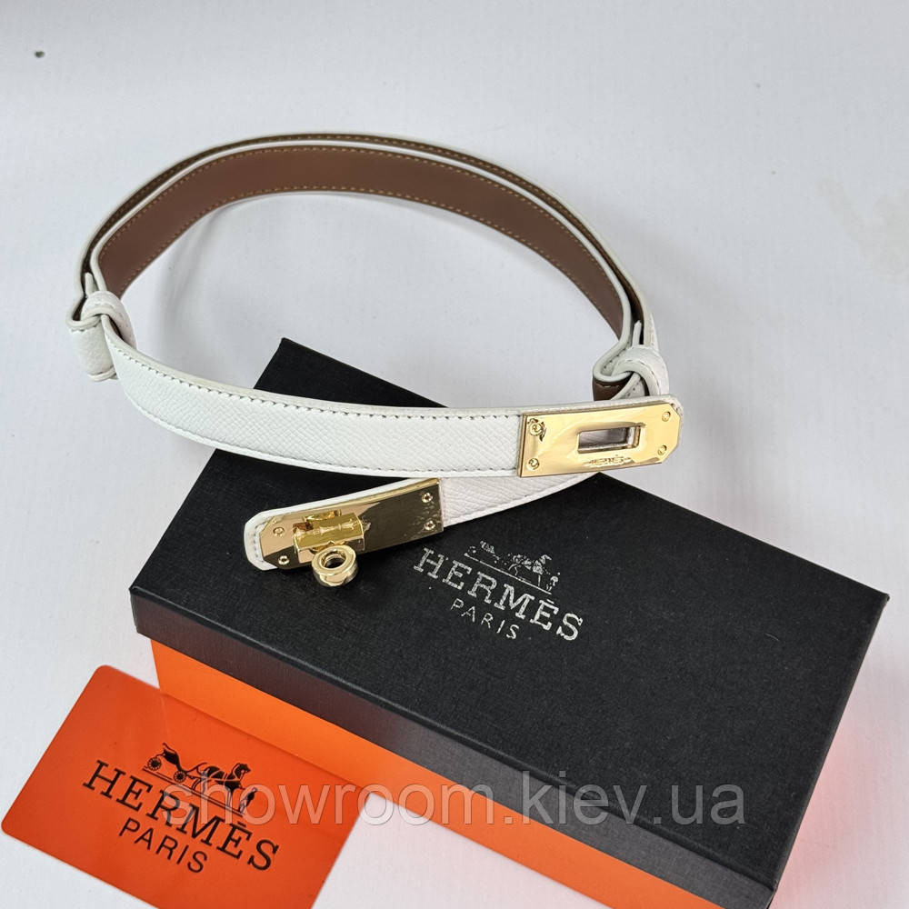 Женский кожаный ремень Hermes Гермес (280-1) белый Киев - изображение 5