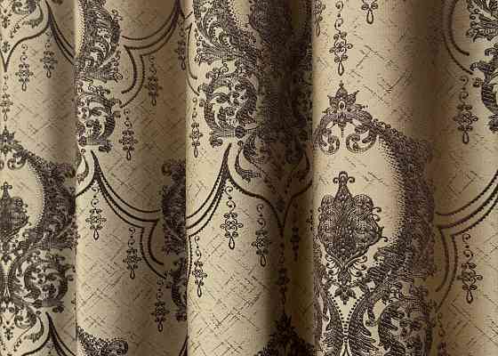 Шторная ткань парча цвет бежевый с венге 1775ш Киев