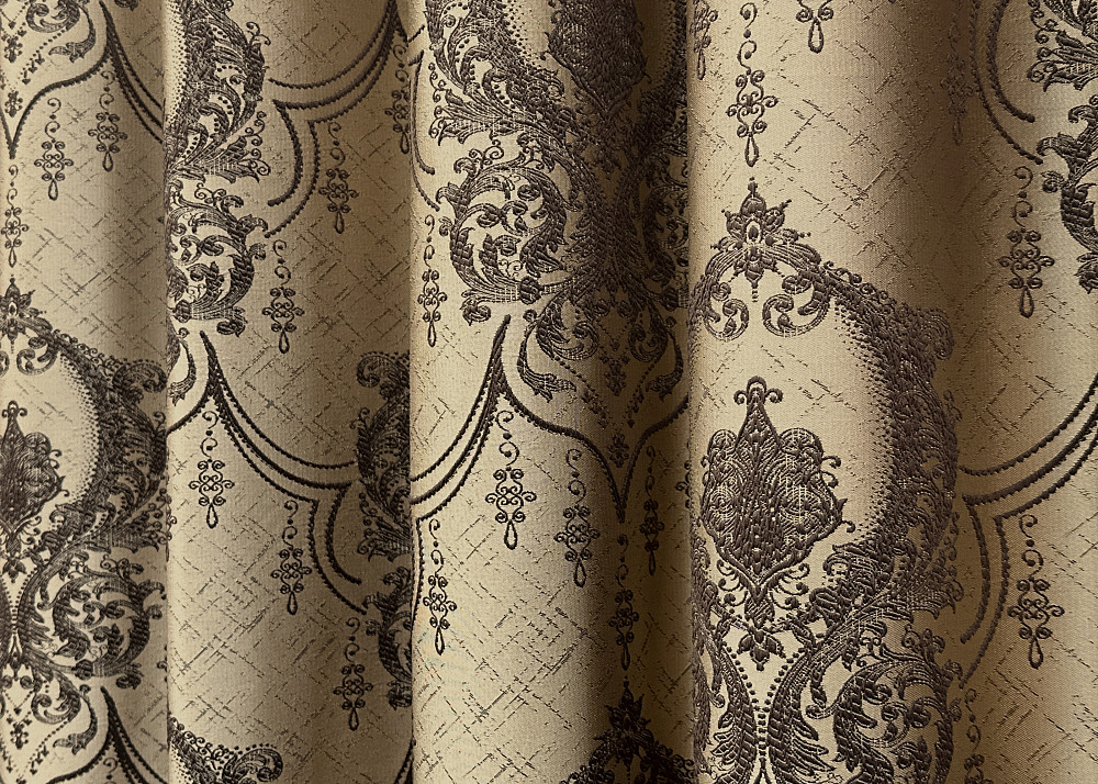 Шторна тканина парча колір бежевий з венге 1775ш Київ - фото 2