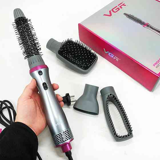 Фен-щітка для гладкого волосся, Малошумний фен для укладання волосся Фен гребінець з насадками KU-98 Івано-Франківськ