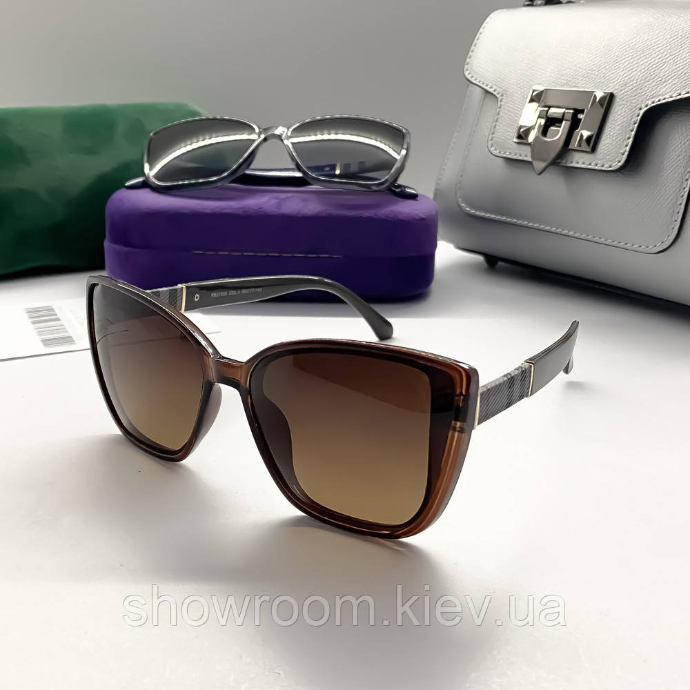 Женские солнцезащитные очки с поляризацией (6007) brown Киев - изображение 1