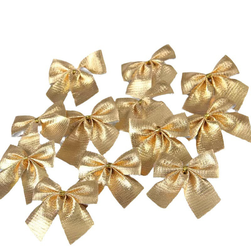 Бантики на новый год 12 штук 6 на 4 см золотистый Киев - изображение 4
