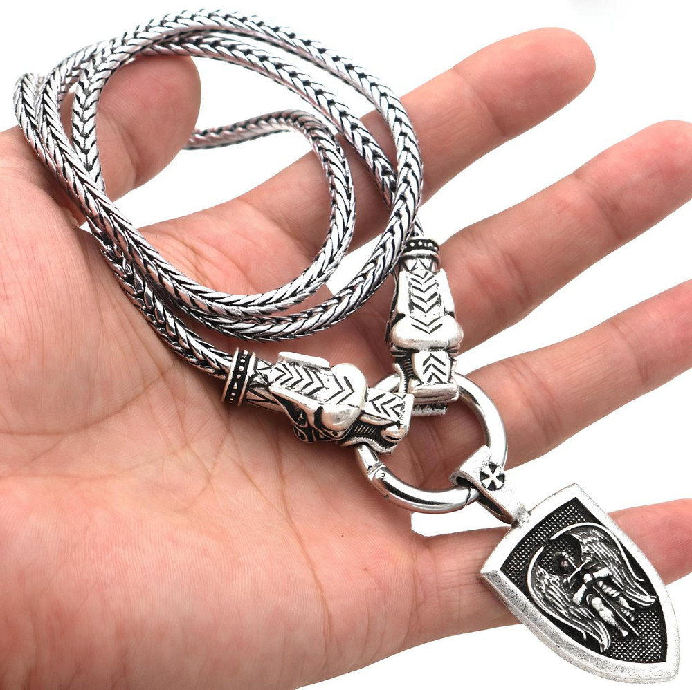 Кулон Архангел Михаїл RESTEQ — стильний чоловічий кулон на ланцюжку 60 см із цинкового сплаву, масивна та виразна прикраса у Київ - фото 5